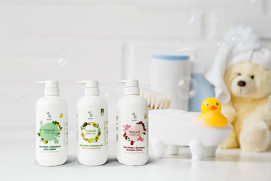 Tắm & Gội Hương Táo Xanh cho bé MINE – Kid Wash & Shampoo Juicy Apple